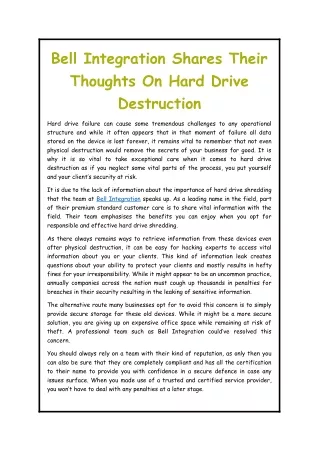 bell integration shares their thoughts on hard