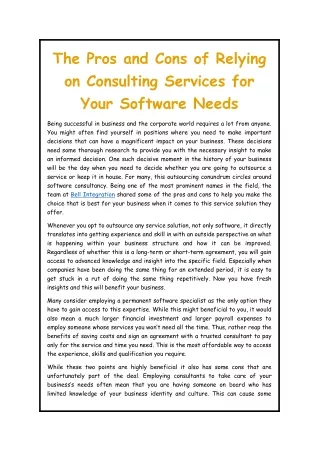 the pros and cons of relying on consulting