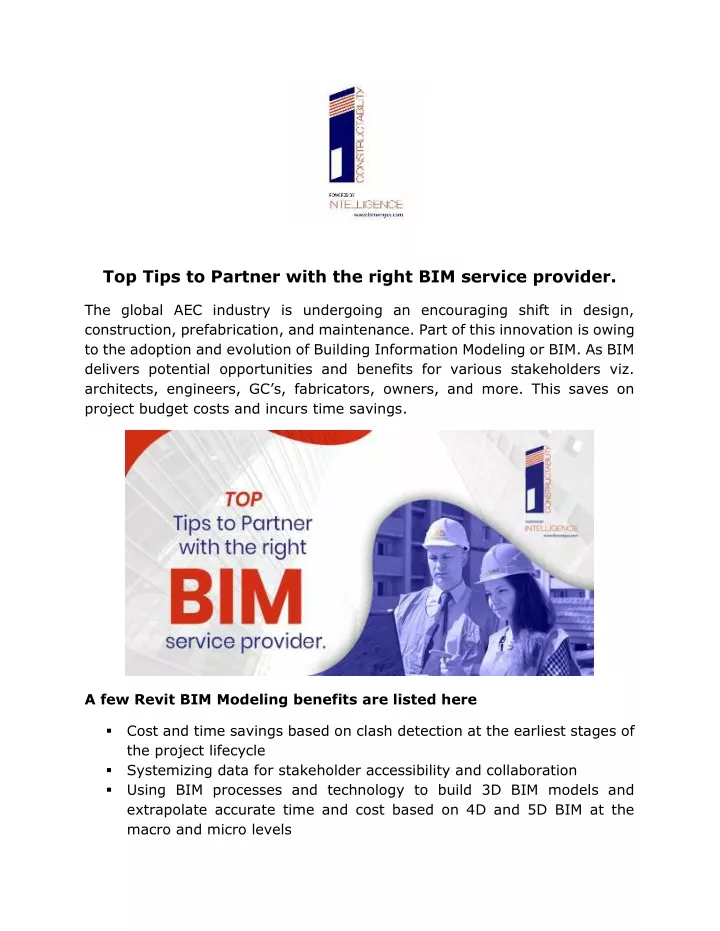 top tips to partner with the right bim service