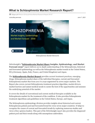 what is schizophrenia market research report