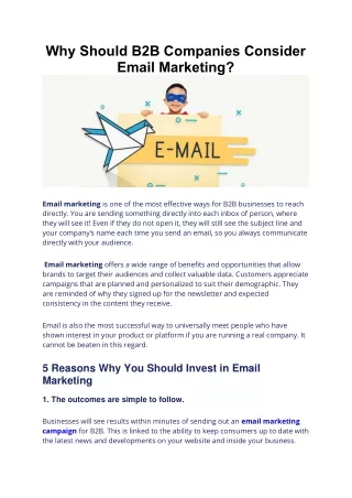 Why Should B2B Companies Consider Email Marketing