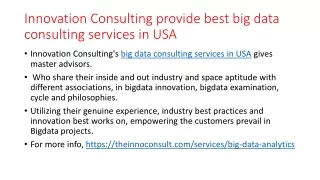 innovation consulting provide best big data consulting services in usa