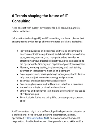 6 Trends shaping the future of IT Consulting