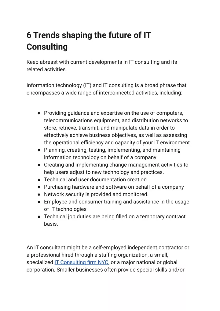 PPT - 6 Trends shaping the future of IT Consulting PowerPoint 