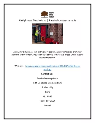 Airtightness Test Ireland | Passivehousesystems.ie