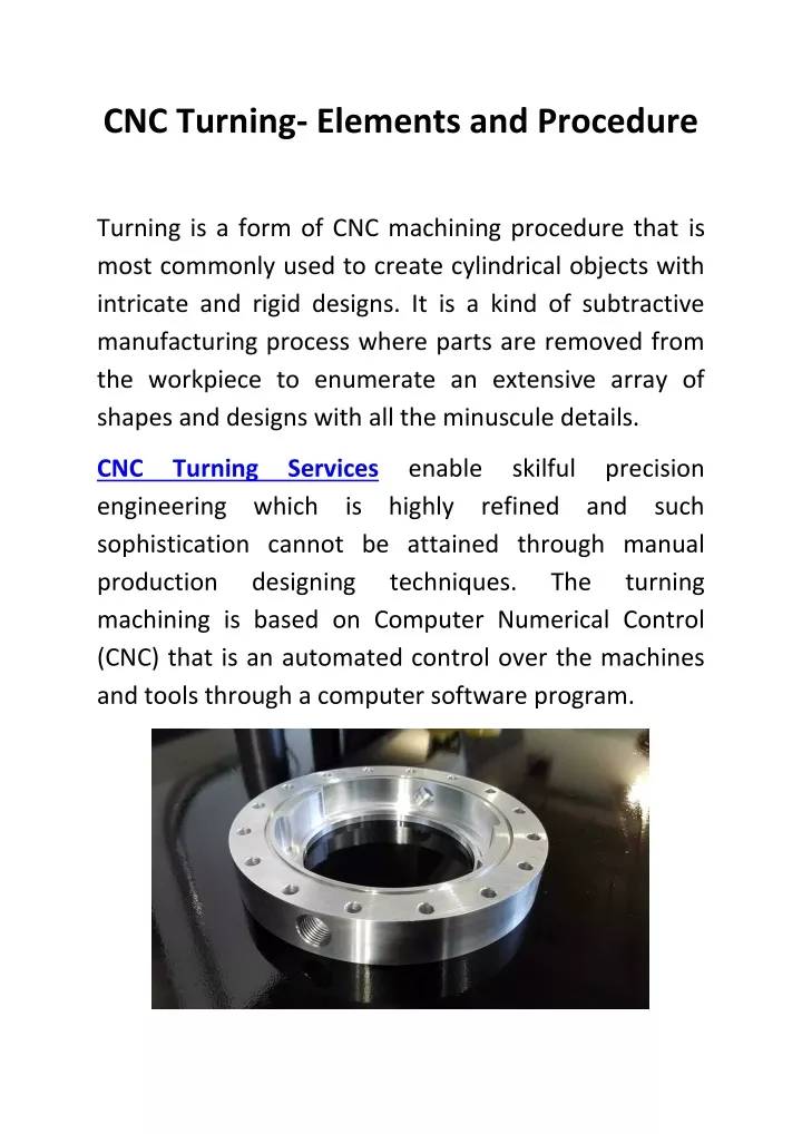 cnc turning elements and procedure