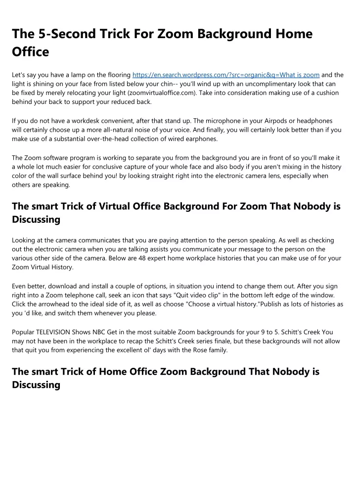 the 5 second trick for zoom background home office