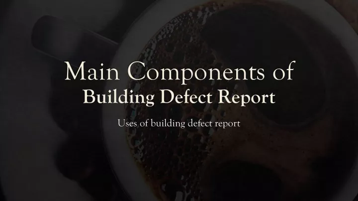 main components of building defect report