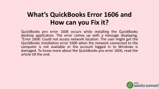What’s QuickBooks Error 1606 and How can you Fix it?