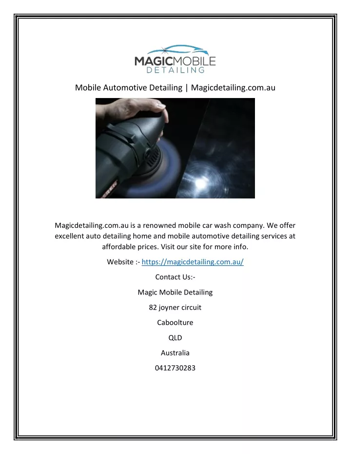 mobile automotive detailing magicdetailing com au