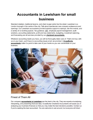 Accountants in Lewisham for small business