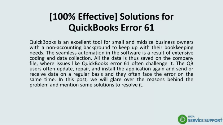 100 effective solutions for quickbooks error 61