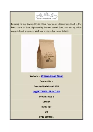 Brown Bread Flour | Etonmillers.co.uk