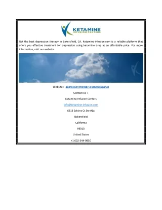 Depression Therapy in Bakersfield CA Ketamine-infusion.com
