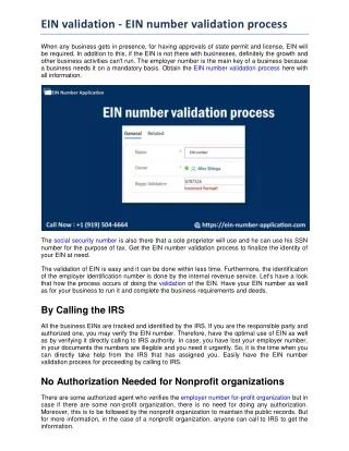 ein validation ein number validation process