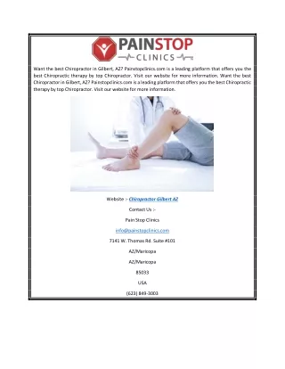 Chiropractor Gilbert Az Painstopclinics.com