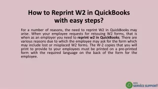 How to Reprint W2 in QuickBooks with easy steps?