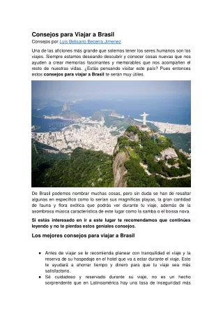 Luis Belisario Becerra Jimenez: Consejos para viaajr a Brasil