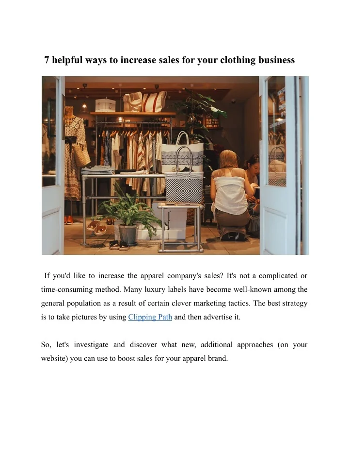 PPT - 7 helpful ways to increase sales for your clothing business.docx ...