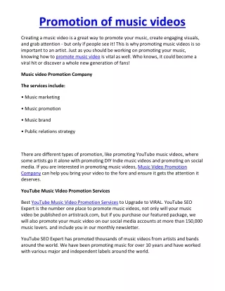 promotion of music videos