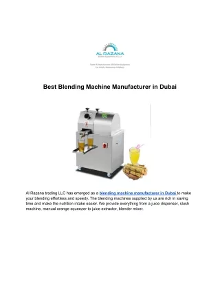 Best Blending Machine Manufacturer in Dubai