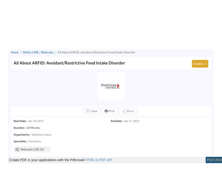 home online cme webcasts all about arfid avoidant