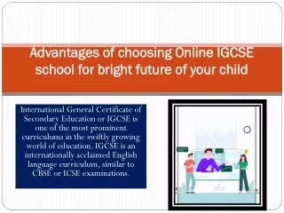 Advantages of choosing Online IGCSE school for bright future of your child