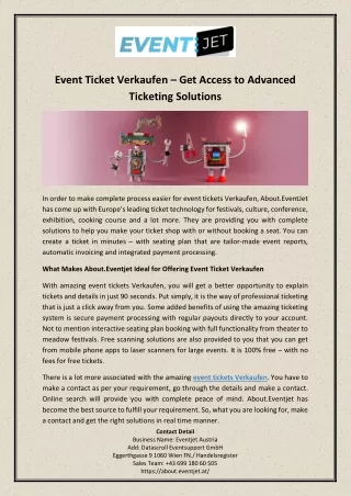 Event Ticket Verkaufen – Get Access to Advanced Ticketing Solutions