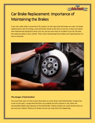 Car Brake Replacement Services | A & A Auto Repair