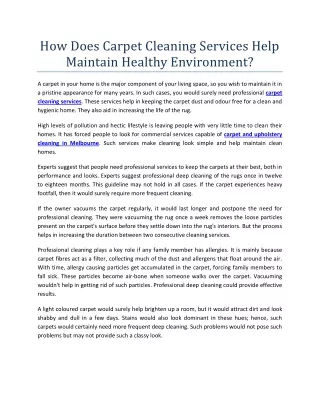 how does carpet cleaning services help maintain