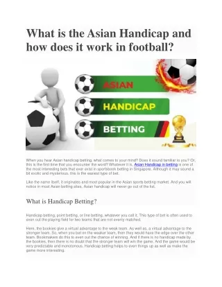 what is the asian handicap and how does it work