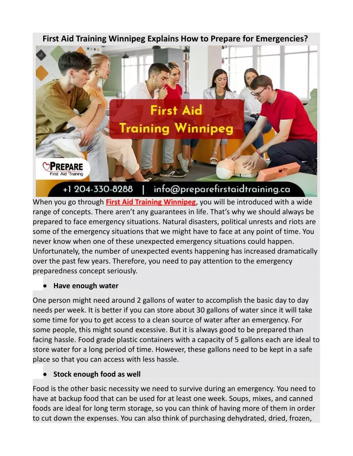 first aid training winnipeg explains