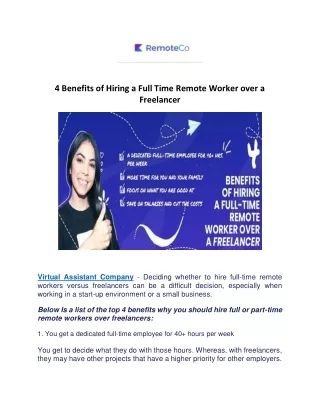 4 benefits of hiring a full time remote worker