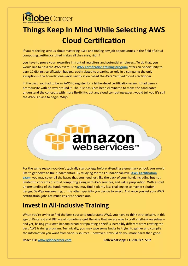 things keep in mind while selecting aws cloud