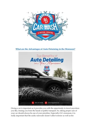 What are the Advantages of Auto Detailing in the Monsoon