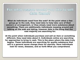 for what reason would you like to sell data items
