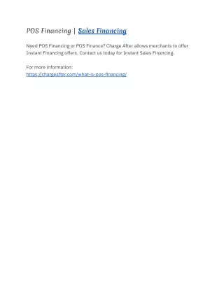 pos financing sales financing
