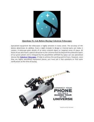 Questions To Ask Before Buying Celestron Telescopes