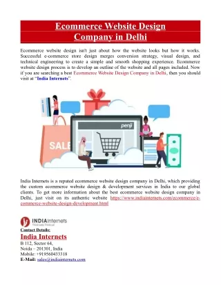 Ecommerce Website Design Company in Delhi