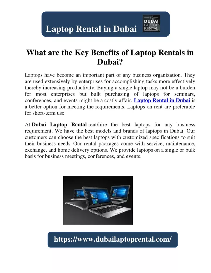 laptop rental in dubai