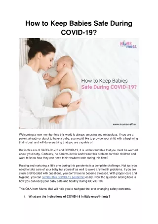 How to Protect Your Babies During COVID?