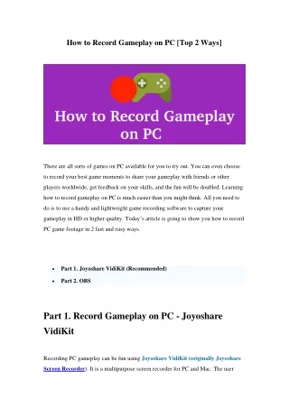How to Record Gameplay on PC in 2 Ways