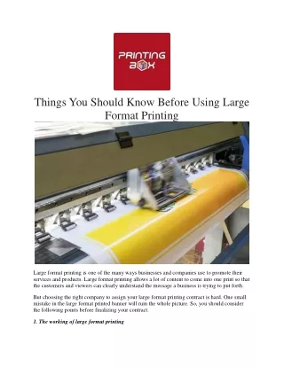 Things You Should Know Before Using Large Format Printing