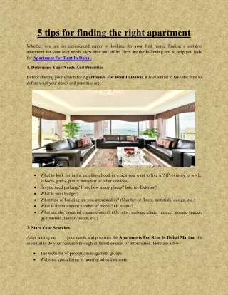 5 tips for finding the right apartment