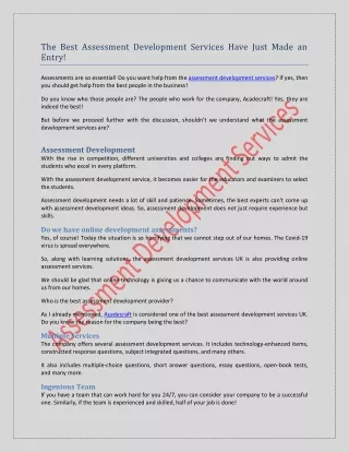 the best assessment development services have