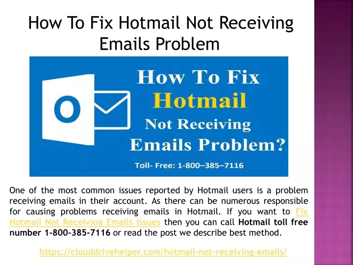 how to fix hotmail not receiving emails problem