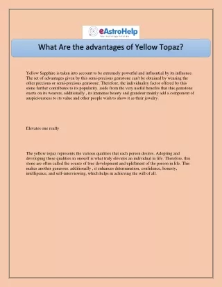 what are the advantages of yellow topaz