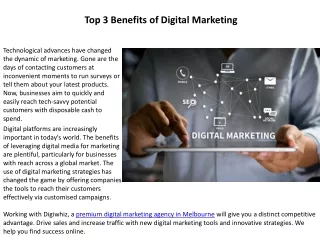 Top 3 Benefits of Digital Marketing