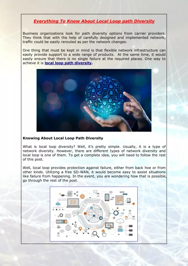 everything to know about local loop path diversity