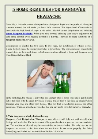 5 home remedies for hangover headache